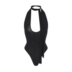 CUPRO JERSEY HALTER BODYSUIT | OBSIDIAN