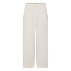 WOVEN COTTON OVERSIZED STRAIGHT LEG PANT | EGRET