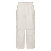 WOVEN COTTON OVERSIZED LOW RISE CARGO PANT | EGRET