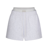 COTTON FLEECE DOUBLE WAISTBAND SHORT | LIGHT HEATHER GREY