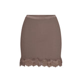 RIB KNIT LACE MINI SKIRT | AMETHYST