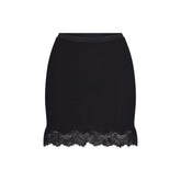 RIB KNIT LACE MINI SKIRT | OBSIDIAN