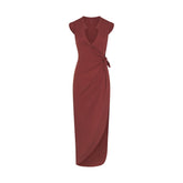SWIM COVER-UPS COTTON TIE DRESS | HENNA