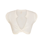 SWIM COVER-UPS COTTON PLUNGE TWIST TOP | EGRET