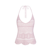 SWIM COVER-UPS CROCHET HALTER CAMI TOP | CHERRY BLOSSOM
