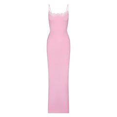 FITS EVERYBODY LACE LONG SLIP DRESS | BUBBLE GUM TONAL