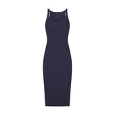 COTTON RIB TANK MIDI DRESS | NAVY