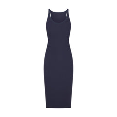 COTTON RIB TANK MIDI DRESS | NAVY
