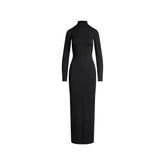 SMOOTH LAYERS TURTLENECK LONG DRESS | OBSIDIAN