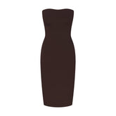 THE ESSENTIAL COLLECTION STRAPLESS MIDI DRESS | ESPRESSO