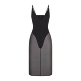 SKIMS BODY MESH PLUNGE MIDI DRESS | ONYX