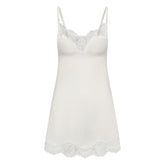 WOVEN SHINE LACE SLIP DRESS | IVORY