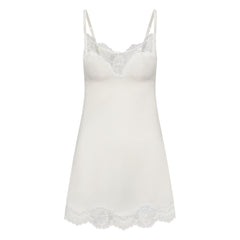 WOVEN SHINE LACE SLIP DRESS | IVORY