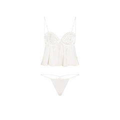 SKIMS ROMANCE BABYDOLL TOP AND STRING THONG SET | IVORY
