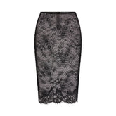 ULTRA FINE LACE MIDI SKIRT | OBSIDIAN