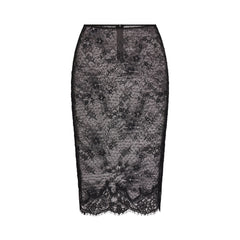 ULTRA FINE LACE MIDI SKIRT | OBSIDIAN
