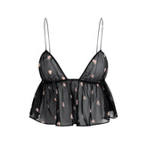 SKIMS ROMANCE BABYDOLL TOP AND GARTER HIPSTER SET | OBSIDIAN SPACED HEARTS