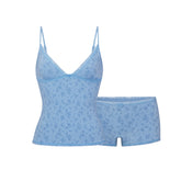 LIGHTWEIGHT COTTON LACE CAMI AND BOY SHORT SET | SURF DAINTY FLORAL PRINT