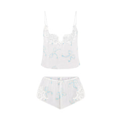 SKIMS ROMANCE CAMI AND SHORT SET | IVORY PEARL BOWS PRINT