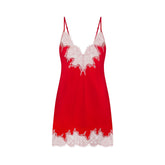 SILK LACE MINI SLIP DRESS | RUBY CONTRAST