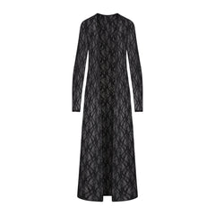 STRETCH LACE LONG ROBE | SOOT