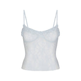 STRETCH LACE RUFFLE CAMI | POWDER BLUE