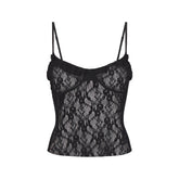 STRETCH LACE RUFFLE CAMI | SOOT