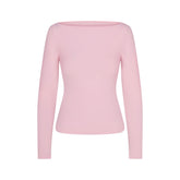 COTTON JERSEY LONG SLEEVE BOATNECK TOP | CHERRY BLOSSOM