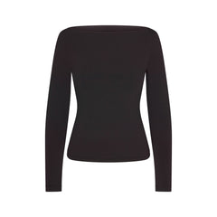 COTTON JERSEY LONG SLEEVE BOATNECK TOP | SOOT