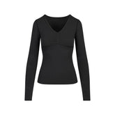 COTTON JERSEY SHIRRED BUST LONG SLEEVE | SOOT