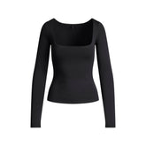 SMOOTH LAYERS SQUARE NECK TOP | OBSIDIAN
