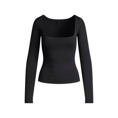 SMOOTH LAYERS SQUARE NECK TOP | OBSIDIAN