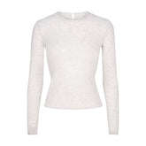 FEATHERWEIGHT CASHMERE LONG SLEEVE TOP | LIGHT HEATHER GREY