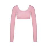 WOOL RIB LONG SLEEVE SUPER CROPPED TOP | HALITE