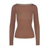 SHEER MODAL LONG SLEEVE BOATNECK TOP | SIENNA