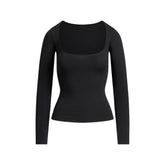 COTTON JERSEY SCOOP NECK LONG SLEEVE TOP | SOOT
