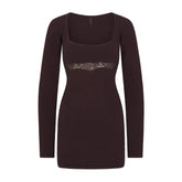 LACE KNIT LONG SLEEVE MINI DRESS | PHOENIX