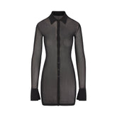 SLINKY KNIT BUTTON DOWN MINI DRESS | OBSIDIAN