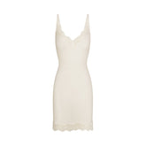 RIB KNIT LACE MINI DRESS | EGRET
