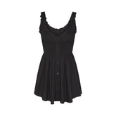 POPLIN APPAREL MINI SMOCKED DRESS | ONYX