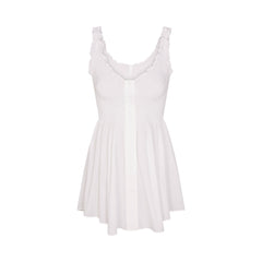 POPLIN APPAREL MINI SMOCKED DRESS | SNOW