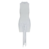 CUPRO JERSEY WRAP MINI DRESS | PEARL