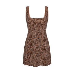 COTTON JERSEY MINI DRESS | SIENNA NATURAL LEOPARD