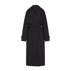 WOVEN COTTON OVERSIZED TRENCH COAT | ONYX