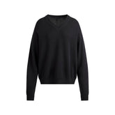 WOOL CASHMERE OVERSIZED V NECK SWEATER | ONYX