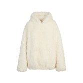 FAUX FUR HOODIE | EGRET
