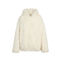 FAUX FUR HOODIE | EGRET