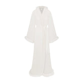 BRIDAL SLEEP FEATHER TRIM LONG ROBE | IVORY