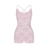STRETCH LACE LOW BACK ONESIE | BABY PINK