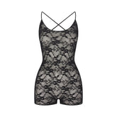 STRETCH LACE LOW BACK ONESIE | SOOT